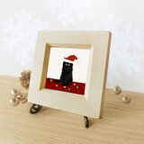 猫　★クリスマスなクロちゃん★　ミニ額の画像