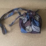 木の葉柄ゴブラン生地巾着ミニバック