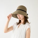 Alena アレナ 麻調ブレード・ペーパー2WAYキャペリン 60cm ブラウン [UK-H124-BR-L]