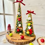 ツリー型ウッドBOXのクリスマスアレンジ（2個セット）