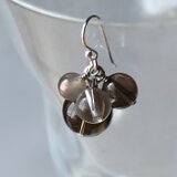 スモーキークォーツのボリュームピアス