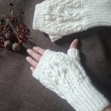 ハンドウォーマー☆ウール100%☆オフホワイト☆ブラウンも追加しました☆