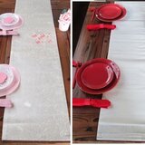 r92　飾り軸付　137.5x30.5cm　なでしこ刺繡　帯 テーブルランナー　おしゃれ　テーブルセンター　リメイク