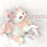 春待桜龍猫 　可動 ドラゴン キャット　猫　桜　蝶々 ネコ　ドラゴン　龍　羊毛フェルト　アートドールの画像