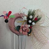 ｲﾝﾃﾘｱお正月リース（ピンク色カメリア）U3