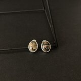 ピクチャージャスパーのシルバーピアス　◇ 覆輪ピアス