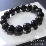 [beads591]スキャポライト（ブラック）12mm ブレスレット 16粒の画像