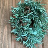 秋〜冬のリース　　アカシア　ブルーブッシュ　グリーンリース　シルバーグリーン　小枝　鳥の巣　シンプル　大人　ナチュラル　自然　