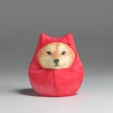 木彫り だるま柴犬　犬仏2411の画像