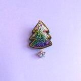 クリスマスツリーのブローチ【ゴールド】　