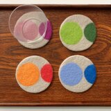羊毛フェルトのコースター・ドット柄2枚セット