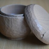 一汁一菜セット 白漆 くり縦木取⑤　#0419の画像