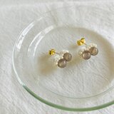 【天然石  グレーアゲート×極小淡水パール】ピアスの画像