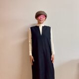 コットンリネン　ボックスラインのワンピース