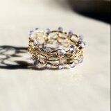 タンザナイト ラウンドカット2mm / ダブル鎖編みリング  ゴールド シルバー  金属アレルギー対応の画像