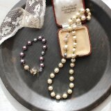 ジョイントして使える！ ミリアムハスケル・パール・金色ラインのチェコスロバキアビーズ　ネックレス・ブレスレットの画像