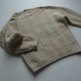 ベージュ　手編みガンジーセーター