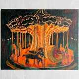 32×41㎝「夜のメリーゴーランド５」原画・油彩画・F6の画像