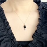 漆黒の宇宙Ⅱ✧モリオンお守りネックレス（ペアシェイプ）✧GALAXY✧プチネックレス✧サージカルステンレス製の画像