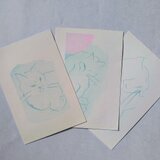 【送料無料】猫3枚手刷りポストカードの画像