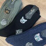 毛並みまで感じる猫刺繍の紳士靴下 3猫セットの画像