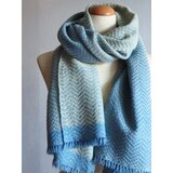 cashmere stole - blue×yellow-