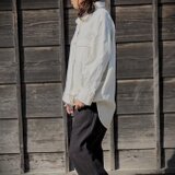 たっぷり 羽織れるデザイン シャツ リネン100％ 厚手/white オフホワイト