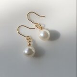 一粒　あこや真珠　ドロップ　パール　フック　ピアス　シェルピアス　綺麗　7mm サイズ　