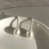 stick silver × バロックPearl ピアス/ 樹脂イヤリング　パール　アクセサリー　卒園　卒業　入学式