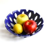 フルーツボウル　菓子鉢（ネイビーブルー）Fruits bowl (Navyblue) 陶磁器製の画像