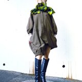 7分袖ノーカラー・ロンパース【 gri:n ai 】の画像