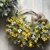 ⭐️花粉が気にならない⭐️ ふわふわミモザとグリーンのリース　　〜アーティフィシャルフラワー〜