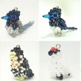 ビーズの小鳥3WAYストラップ・チャーム・スマホジャック 野鳥シリーズ☆ 三光鳥・サンコウチョウ・ハヤブサ 隼・ライチョウのコピの画像