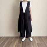 ヨーロッパリネンのロングジレ　ネイビーの画像