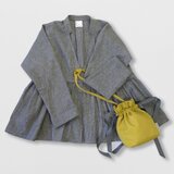 2025秋　綿麻切替ギャザージャケット　秋アウター　羽織　カーディガン　軽くて着やすい季節の変わり目ジャケット　千鳥格子