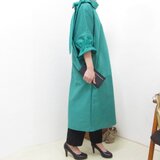 2854緑の風を纏うボックスシルエットワンピース　コットン