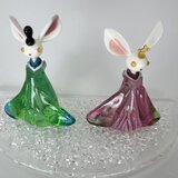 ウサギののおひな様・ガラス細工（緑）