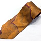 【染美堂】墨流し染ネクタイ　オレンジワイン羽模様-NN35