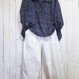 ストレッチチノ　白　ゆとりテーパードパンツ　ショート丈　後ろポケット付き　M～6Lの画像