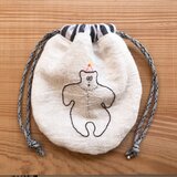 くまちゃんの巾着　ハーフリネン