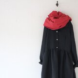 春お勧め　リネンロングギャザーシャツ＊リネンウール　Blackの画像