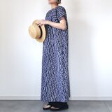 着物リメイク　浴衣の切替フレアワンピース（風鈴・L）の画像