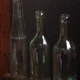 №433　古いガラス瓶3点　気泡入り　花瓶　花器　古道具　古雑貨の画像