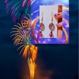 夜祭りカラーの天然石アクセサリー　ピアスの画像