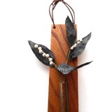 木の一輪挿し　神代けやきと黒竹　布花付きの画像