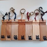 キーホルダー黒猫のワンポイント(1.2.3.4.5.6.7)