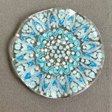 ガラスの小皿　青曼荼羅皿