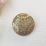 ゴールドの帯留め ポニーフック coh1200801 チェコガラスボタン 結婚式 成人式 入学式 卒業式 七五三 お呼ばれの画像