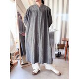 【2025春夏 SALE】　綿麻千鳥格子コートワンピース　フプリングコート　ワンピース　シャツワンピ　カラー：グレー系