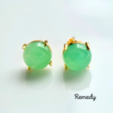 【ロトンド】大粒クリソプレーズのスタッドピアス（8mm） 18KGP Silver925